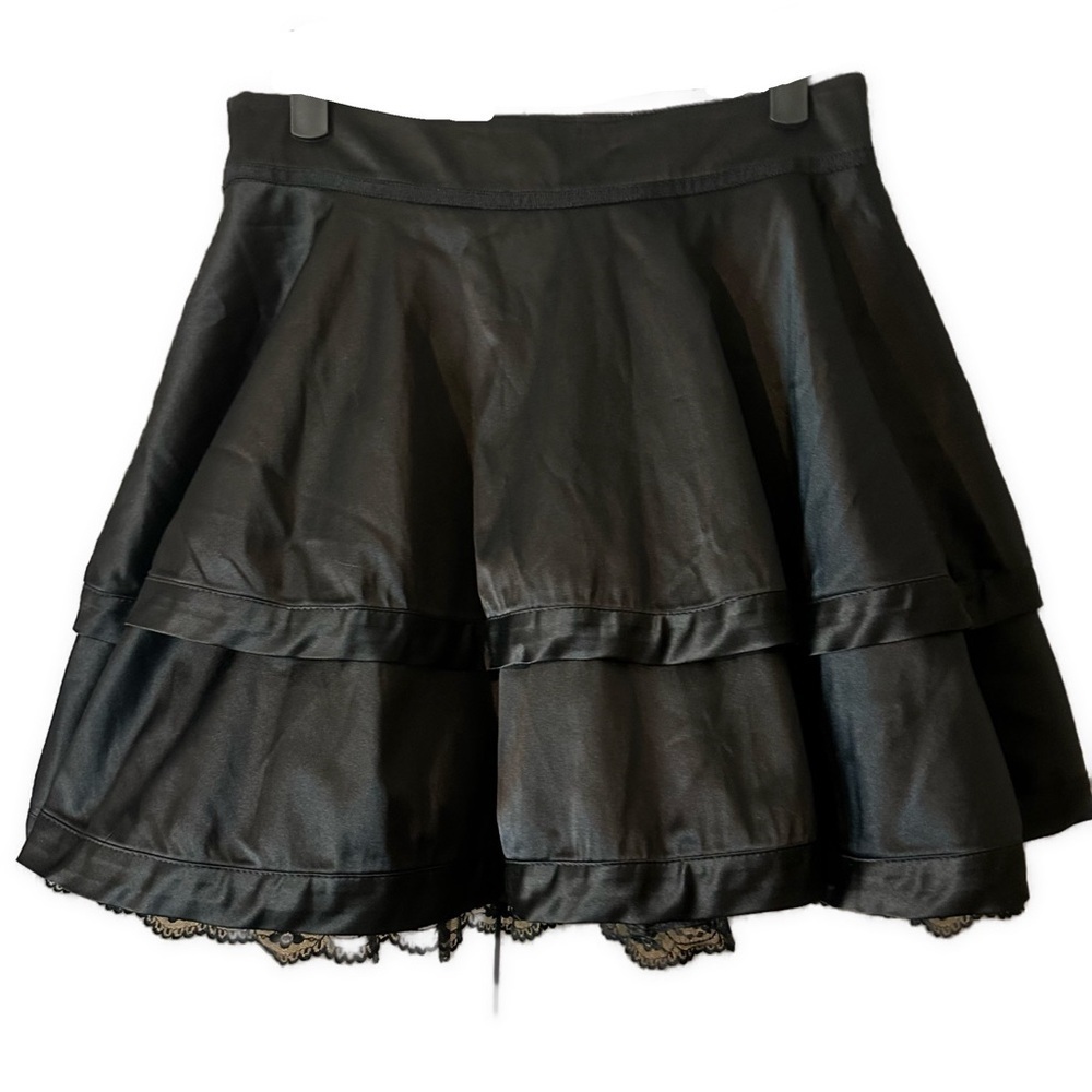 Esther’s Archive Women’s Black Cotton Blend Lace Trim Layer Skirt Size Small